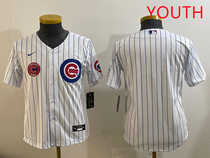 Youth Chicago Cubs blank white  MLB 2025 jersey style 1->youth mlb jersey->Youth Jersey